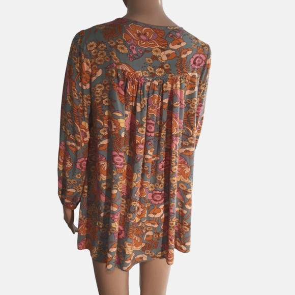 WOMEN'S FLORAL LANTERN SLEEVE DRESS boho dress - Picture 3 of 3